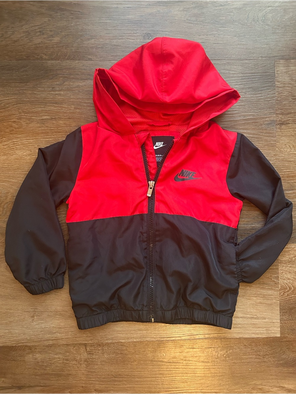 Nike Red and Black Hooded Windbreaker Jacket 3T